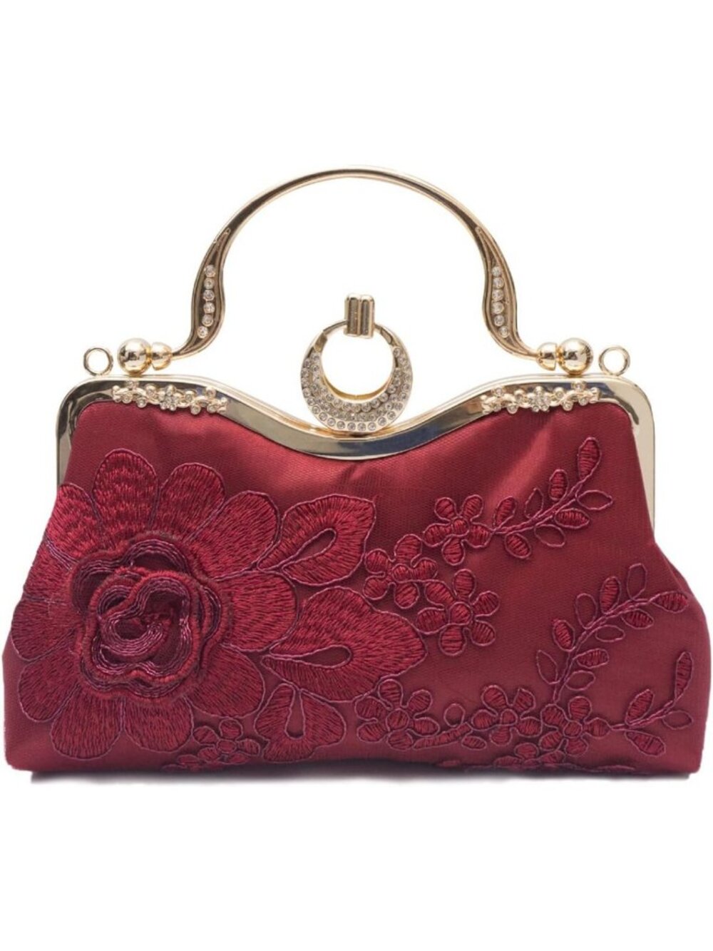 Floral Embroidery Evening Clutch Bag | Vintage Bridal Wedding Purse & Shoulder